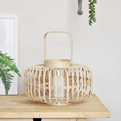 Lights4fun Lanterne en Bambou de 21cm avec Bougie LED TruGlow® pour Déco Extérieur