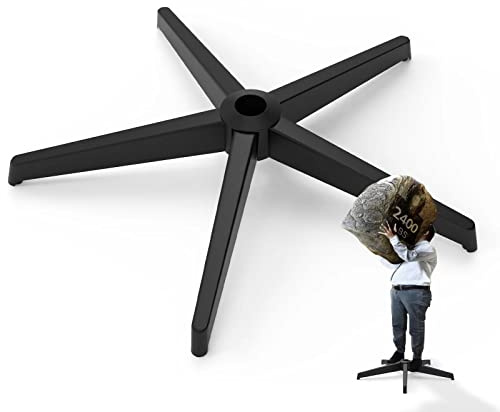 Sytopia 28'' Heavy Duty Office Chair Base Replacement with Cross Metal Legs (2400 lbs), Universal Gas Cylinder & Caster Sockets, Matte Black