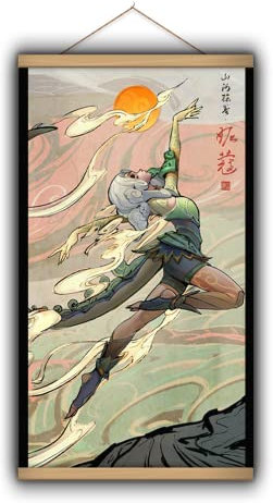 SB little Shan Hai Scrolls Hängendes Poster League of Legends Videospiel japanische chinesische Schriftrolle Kunstdruck Leinwand Wanddekoration (39,9 x 71,1 cm) (Neeko)