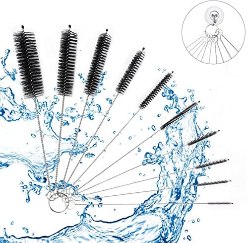Vicloon Bottle Cleaning Brushes, 10 Pcs Tube Brush Nylon Bottle Pipe Cleaner Set for Glasses, Straws (Black)