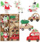Colgante Navideño de Madera, FainFun 18 Piezas Adornos de Madera de Colgantes con Cuerda para Árbol de Navidad, Decoraciones para Árboles de Navidad de Madera, Coche, Papá Noel, Reno, Muñeco de Nieve