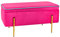 Baroni Home Cassapanca Contenitore in Velluto con Coperchio, Panca Contenitore Portaoggetti, Pouf Poggiapiedi per Camera e Salone, Fucsia, 80x40x40 cm