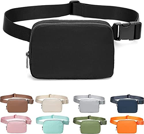 Unisex Mini-Gürteltasche mit verstellbarem Riemen, Crossbody-Hüfttasche für Workout, Shopping, Reisen, Wandern, Schwarz , S, Tasche