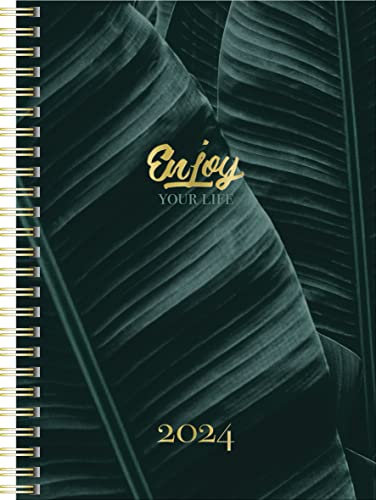rido/idé Wochenkalender „Enjoy“ Modell Timing 1 2024 2 Seiten = 1 Woche A5 grün