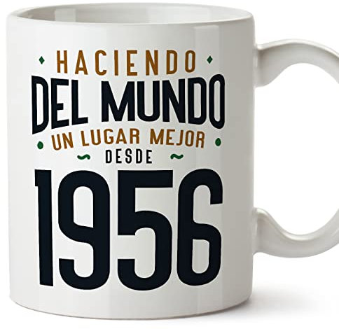 MUGFFINS Tazas 1956 Cumpleaños - En Español - Haciendo del Mundo un Lugar Mejor - 11 oz / 330 ml - Regalo original y divertido
