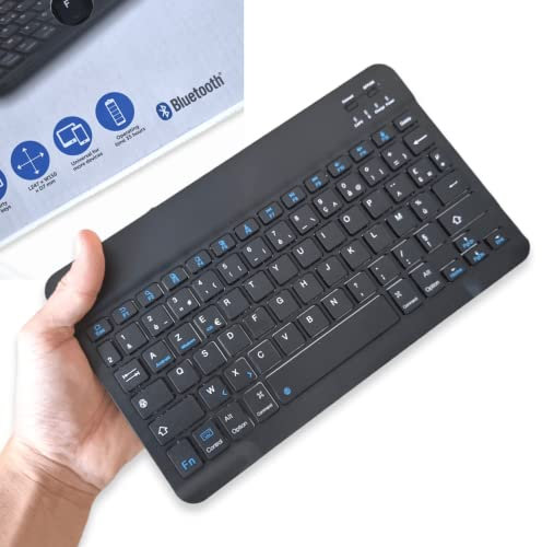 ANTEVIA - Mini Clavier sans Fil Bluetooth AZERTY Rechargeable Compatible Toutes Marques|78 Touches SILENCIEUSES| Tablette Ordinateur Smartphone (Minikey)