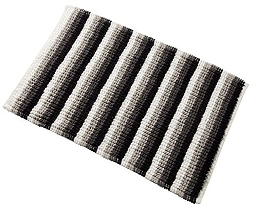 Olivia Rocco Padstow Stripe Bathmat Comfort To Your Bathroom Super Soft Absorbent Bath Shower Mats Washable Dry Fast Durable Classic Design, 50x80cm, Grey
