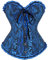 SZIVYSHI Damen Korsett Sexy Corsage Corset - Top für Kostüm, Outfit, Reizwäsche, Steampunk, Gothic, Piraten, Lack, Frauen, Extrem, Body & Sexspielzeug - Schwarz und Blau - Große XS