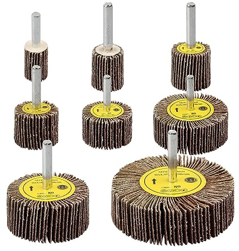 SHITIME 8 Pcs Flap Wheel Sander Set, 1/4 Shank 8Size Flapper Wheel, SHITIME Long-Lasting Cylindrical Shape Sanding Wheel for Removing and Polishing Rust Paint(80 Grit)