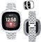 VISOOM Kompatibel mit Fitbit Sense/Versa 3 Armband für Damen mit Schutzhülle, Luxuriöse Bling Diamant Edelstahlband Ersatz für Fitbit Versa 3/Fitbit Sense,Silber