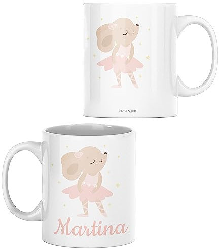 Worfull Regalos Tazas plástico. Tazas Personalizadas. Tazas Infantiles plástico Varios diseños. (OSITA BAILARINA)