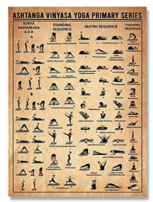 DaanaH Yoga Fitness Inspirierende Poster Ashtanga Vinyasa Yoga Primärserie Wand Bilder Mädchen Yoga Übung Leinwand Bild Gymnastik Moderne Wohnkultur （Kein Rahmen）
