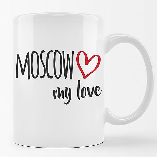 Huuraa Tasse Moscow my love Geschenk 330ml Weiß Moscow Präsent