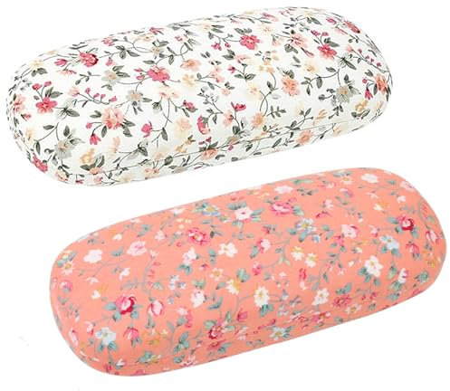 GOTRUST 2 Stück Brillenetui Floral Damen, Tragbar Blumen Brillenetui Box, Stoffe Hart Schalen Brillenetuis, Glasses Case Aesthetic aus Blumenstoff für Brillen Lesebrillen, Kleine Sonnenbrillen