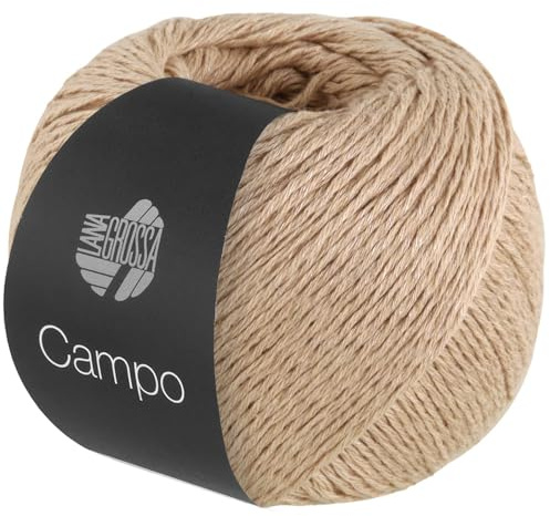 LANA GROSSA Campo | Feines, mehrfach verzwirntes Baumwoll-Mischgarn mit Struktur | Handstrickgarn aus 65% Baumwolle & 25% Viskose & 10% Leinen | 50g Wolle zum Stricken & Häkeln | 165m Garn FB 22