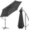 Fiqops Parasol solaire LED 3M avec manivelle - En aluminium - Avec support - Protection UV, Parasol de marché étanche pour le jardin, Gris
