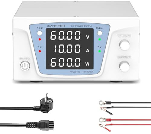 WANPTEK POWER Fuente de Alimentacion Regulable Regulable 60V 10A 600W, Fuente de Alimentación Laboratorio de Alta Potencia con Protección OCP/Pulsadores de Salida/Controlador Codificador