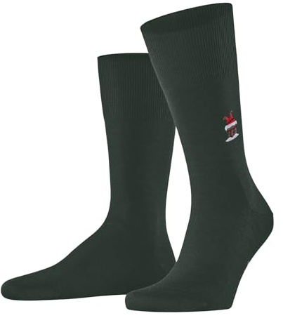 FALKE Herren Socken Airport M So Wolle Baumwolle einfarbig 1 Paar, Grün Hunter Green 7441 Santa Chimney, 39-40