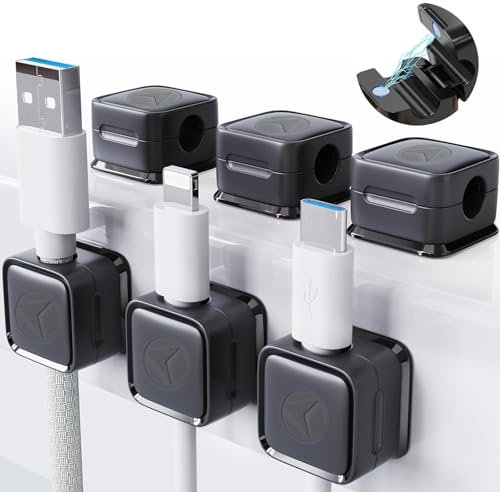 Vanpiece Strong Magent Cable Clips,Cable Management,6 Pcs Magnetic Desk Cable Clips Management,Hide Phone Charging Cable Keeper, Strong Adhesive Wire Charger Holder,Cable Holder(1#)