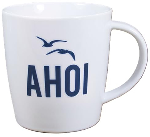 Bow & Hummingbird - 1824021-1 - Kaffeebecher, Maritim, Ahoi, Porzellan, 10cm x 9,5cm, 360ml, spülmaschinen- und mikrowellengeeignet