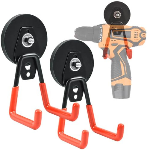 DGDUBRB 2 Stück Starke Magnetische Haken, 66mm Magnethaken Extra Stark, Neodym Magnete Haken Anti-Rutsch-Beschichtung zum Aufhängen, für Werkzeuge, Grill, Akku-Bohrmaschinen