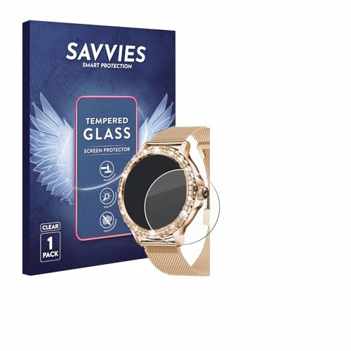 Savvies Panzer Schutz Glas für walkbee Smartwatch 1.3 (rund) 9H Hartglas, Anti-Fingerprint, Displayschutz