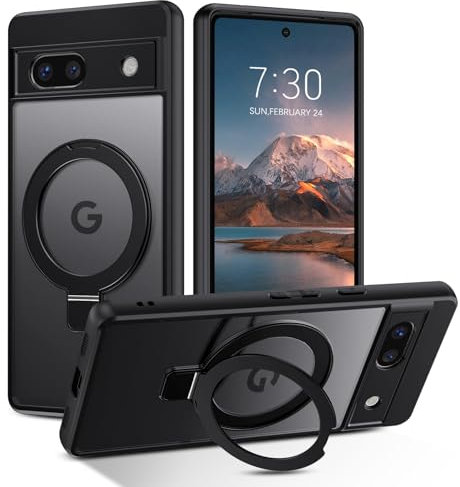 YINLAI Magnetic Case for Pixel 7 [MagSafe Compatible] with Ring Kickstand - Slim, Shockproof Protective Cover, Black