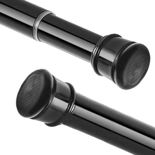 Asta di tensione per tende senza trapano, asta estensibile per tende per finestre, doccia, (Nero, 75-140 cm, 2 pezzi)