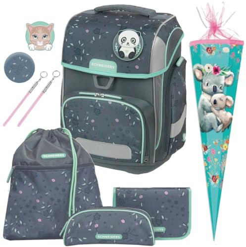 Generisch Schneiders Ergolite Schulranzen-Set für Mädchen (10 teilig mit Schultüte, Mint Meadow)
