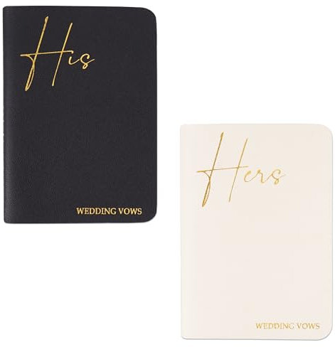 Czzmy 2 Stück Gelübdebücher für Hochzeitsgelübde,Heft für Sie und Ihn, Hochzeitsgeschenk, Goldfolie, 12 Seiten(2-Schwarz Weiß)