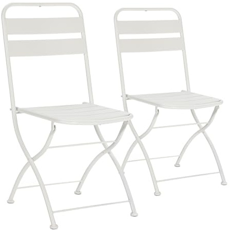 HOMN LIVING Packung mit 2 klappbaren Gartenstühlen aus Metall in Weiß