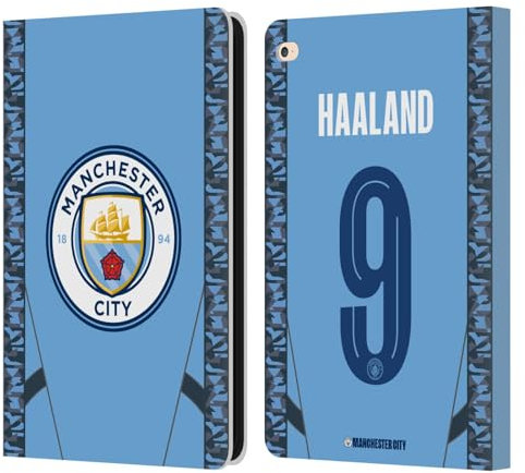 Head Case Designs Offizielle Manchester City Man City FC Erling Haaland 2024/25 Spieler Home Kit Leder-Wallet-Hülle Kompatibel mit Apple iPad Air 2 (2014)