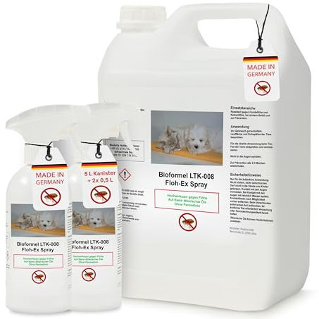 Biodelta Anti Floh Bundle 2 x 500ml + 1x 5L für Hund Katze - Floh-Ex UmgebungsBundle Haustier Hundeflöhe Katzenflöhe bekämpfen bei akutem Befall & präventiv - Flöhe Bundle Wohnung Möbel Bett