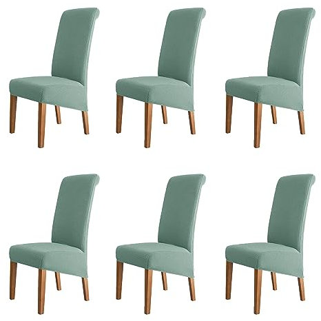 Stuhlhussen für hohe Rückenlehnen, Größe XL, für Esszimmer, Hotel, abnehmbar, waschbar, Grün, 6 Stück
