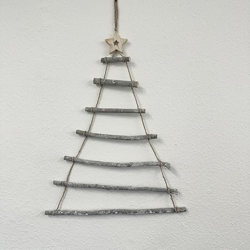 pf+a Rustic Wooden Ladder Tree - Nordic Christmas Decoration - 70cm