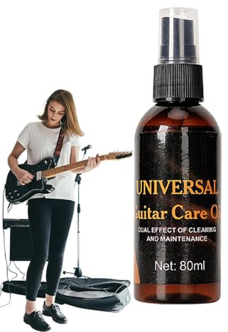 Sionhiuo Olio di limone per chitarra elettrica, olio di pulizia per chitarra, detergente per chitarra, lucidante per tastiera e corda, 80 ml