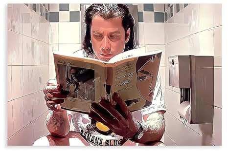tcagd Pulp Fiction WC-/Badezimmer-Szene, Kunst, Leinwand-Poster, Wandkunst, Dekordruck, Bild Gemälde für Wohnzimmer, Schlafzimmer, Dekoration, 30 x 45 cm