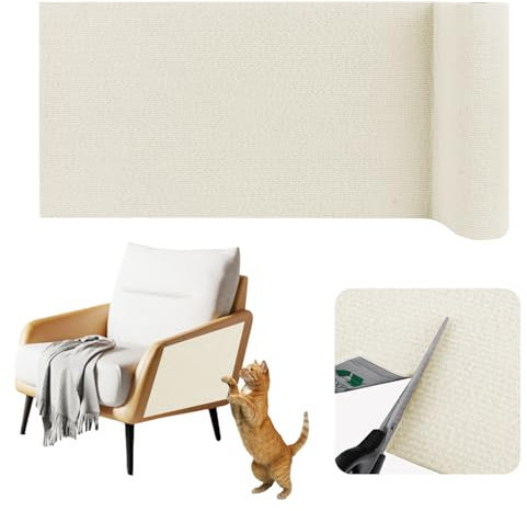 Alfombra rascador para Gatos Adhesivo Protector Sofa Gatos arañazo rascador Sofa Adhesivo (Beige, 40cm×2m)
