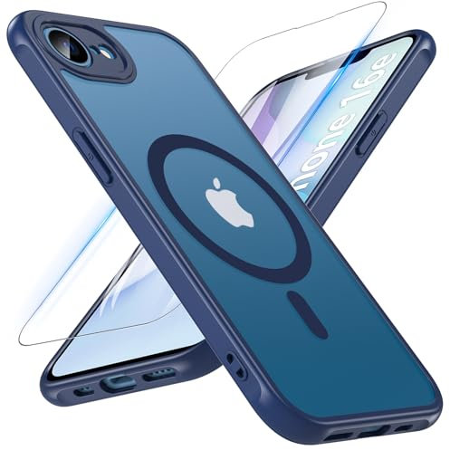 OWKEY Hülle für iPhone 16e/iPhone SE 4/iPhone SE 2025 für Magsafe mit Panzer Glas,[Schutz Militärqualität] Magnetisch Transparent Stoßfest Handyhülle iPhone SE 4/16E Case Dünn Cover Schutzhülle,Blau