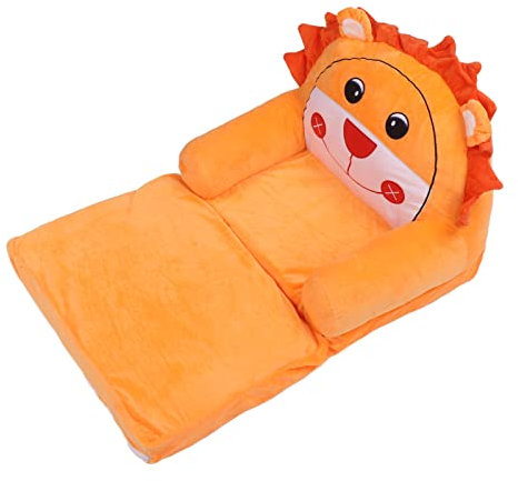 Weich Atmungsable Faltbare Kindersofa Cartoon Tier Kleinkind Couch Bett für Wohnzimmer Orange (2 Etagen)