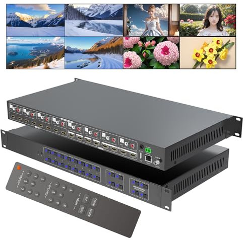ICUIXIAN HDR10 HDMI Matrix Switch 8x8 4K@60Hz-4:4:4, 18Gbps, HDMI2.0/HDCP2.2 HDMI-Audio-Matrix 8x8 mit Web-GUI, CEC, ARC, AOC, EDID, IR, RS232-Steuerung, 8 Gruppen SPDIF&LR (4K & 1080p zusammen)