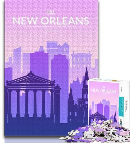 New Orleans Puzzle für Erwachsene, 1000 Puzzles, anspruchsvolles Spiel und Familienspiel, Wanddekoration, einzigartige Geburtstags, 38x26cm
