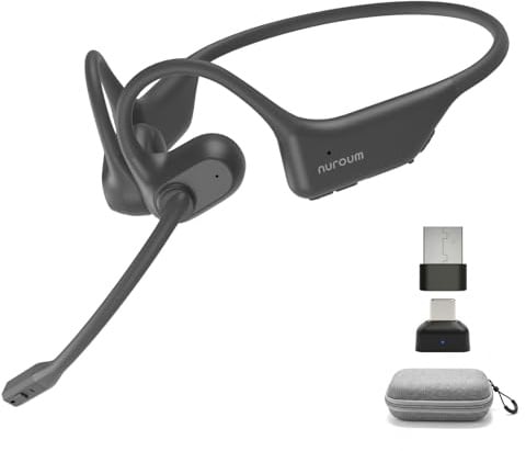 Nuroum OpenEar Pro 2 Kopfhörer Bluetooth 5.4 mit Mikrofon und Geräuschunterdrückung, Dual-Verbindung Wireless Headsets mit Dongle, Kabellose Headphones für Büro/Arbeit/Meeting, 12 Std Gesprächszeit