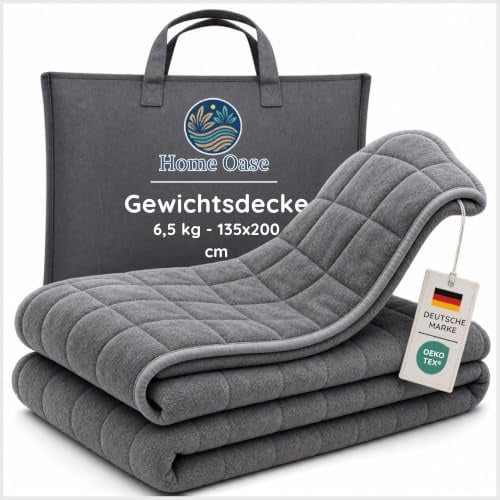 Gewichtsdecke 135x200 cm | 6,5 kg | Schwere Decke mit Sanftem Druck für Mehr Ruhe & Geborgenheit | Gewichtsdecke Erwachsene – Angenehmes Schlafgefühl durch Ausbalanciertes Gewicht & Weiche Baumwolle