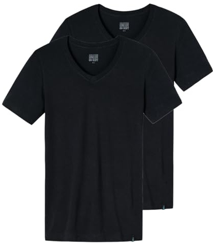 Schiesser Herren Long Life Cotton Shirt 1/2 Unterhemd,per Pack Schwarz (Blauschwarz 001),Small (Herstellergröße:004)