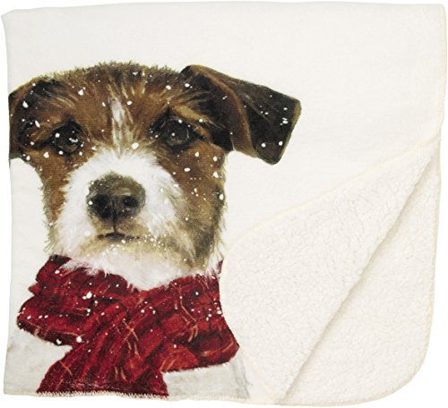Weihnachten Wohntextilien – Archie Jack Russell der niedliche Hund Weihnachten, 100 % Polyester, cremefarben, Archie Blanket