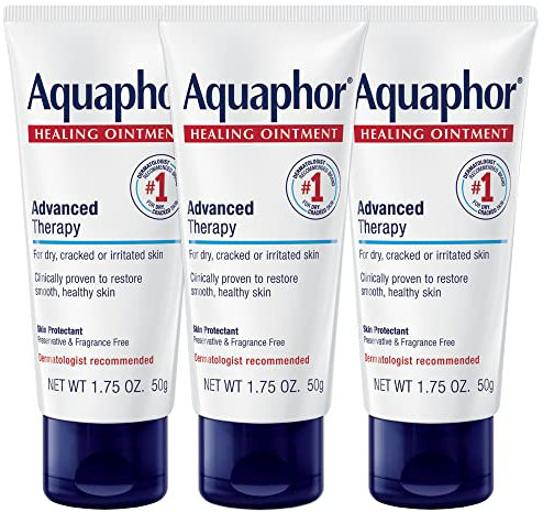 Aquaphor Healing Ointment - Protectant for Cracked Skin - Hands, Heels, Elbows, Lips, 1.75 oz, 3 Pack