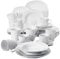 MALACASA, Series Elisa, 36-Piece Dinner Sets Ivory White Porcelain Dinner Set with 6 Mugs, 6 Cups, 6 Saucers, 6 Dessert Plates, 6 Soup Plates, 6 Dinner Plates