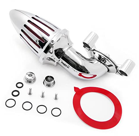 Filtro aria di ricambio Bullet con filtro rosso compatibile con i modelli Compatibili con Harley Davidson Sportster XL 1991-2006 cromato