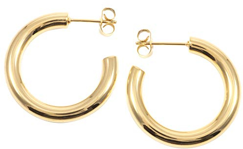 Happiness Boutique Damen Klassische Creolen | Runde Kreolen | Runde Ohrringe | Edelstahl Ohrringe | Hoop Ohrringe in Gold - Silber